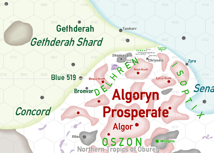 Map of Gethdereh and the Determinate in the 7th Age