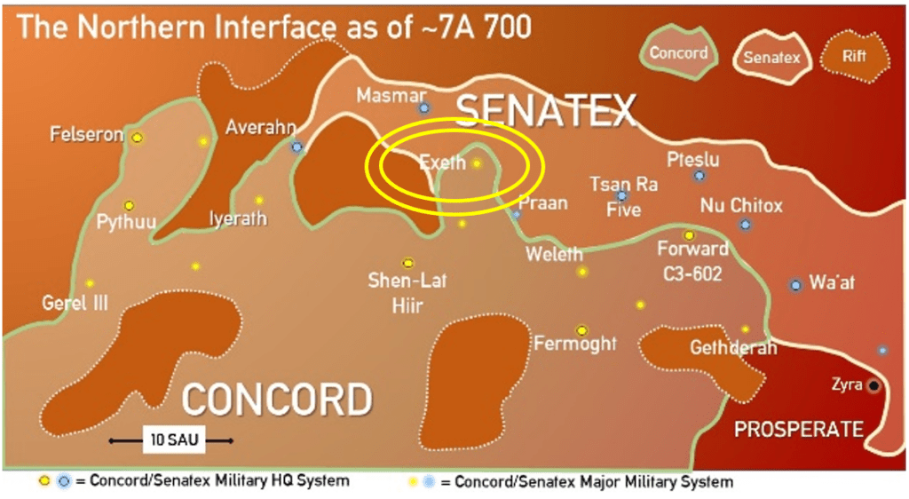 Map of Exeth's location in 7A770